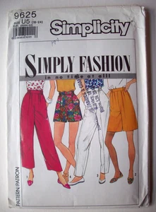 Culottes shorts pants front pleated pullon pattern 9625 Size 18 20 22 24  UNCUT - Picture 1 of 2