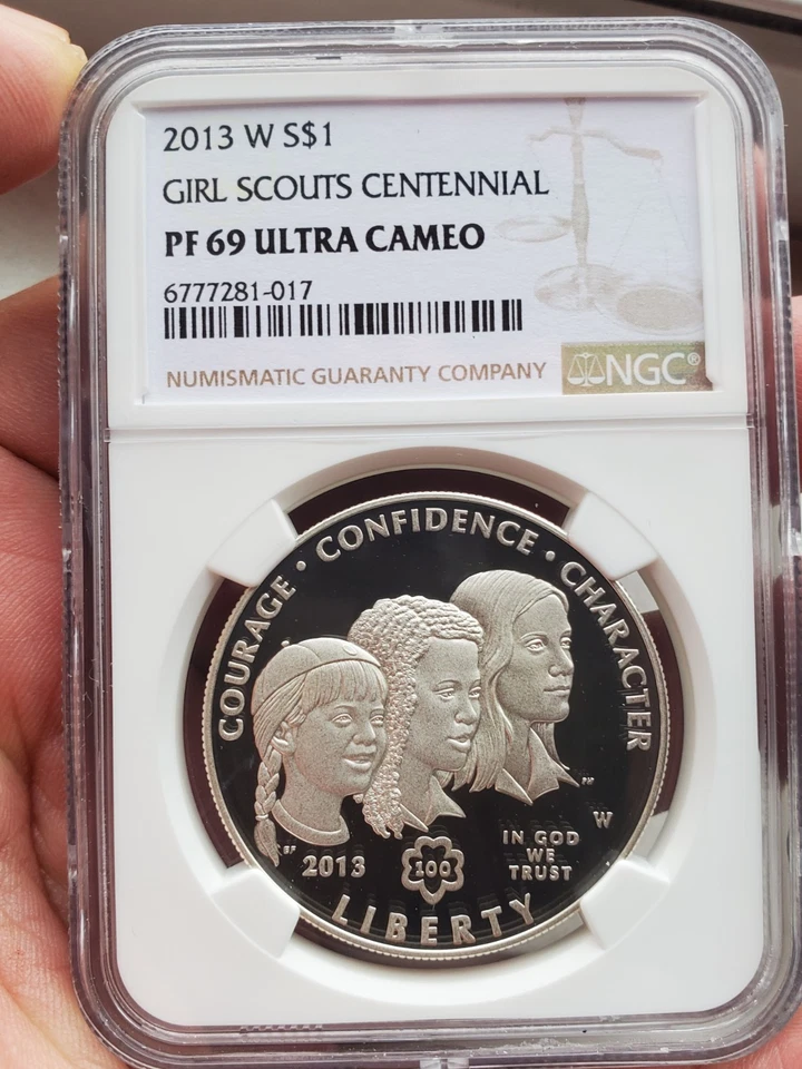 2013 W silver Proof Girls scouts Centennial NGC Proof 69 - Image 1 of 2