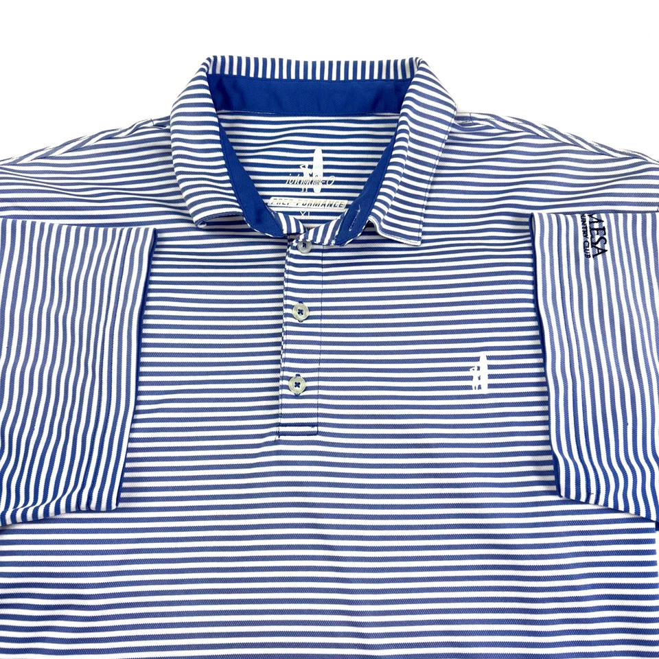 Camisa Johnnie-O Para Hombre XL Prep-Rendimiento Manga Corta Azul Real Blanco Rayas Logo Foto 1 de 4