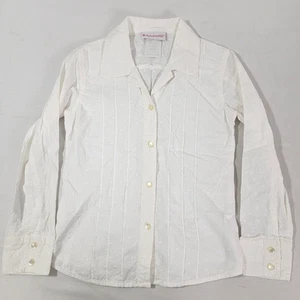 American Girl GIRL'S Shirt Top Long Sleeve Button Down White Eyelet Size 7 - Picture 1 of 5