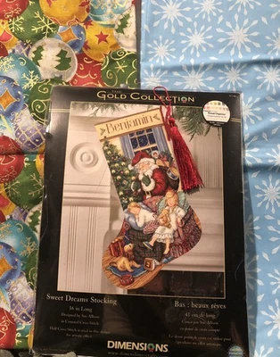 2004 SWEET DREAMS STOCKING Christmas Counted Cross Stitch Kit GOLD COLLECTION - Image 1 of 4
