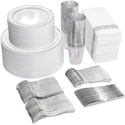 Juego de vajilla de plástico desechable de alta resistencia de 100 quilates fiestas bodas eventos nuevo Foto 1 de 4