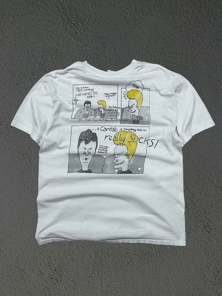 Camiseta De Colección Años 90 1993 Harvard Vs Yale Beavis And Butthead Talla XL Fútbol Dibujos Animados Foto 1 de 4