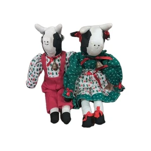 Vintage Oriental Trading Company Cow Plush Dolls Red Green Christmas Decor - 2 - Picture 1 of 4