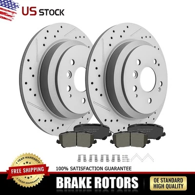 Juego de rotores de freno traseros perforados y pastillas de cerámica para Honda Pilot Ridgeline 2017-2020 Foto 1 de 4