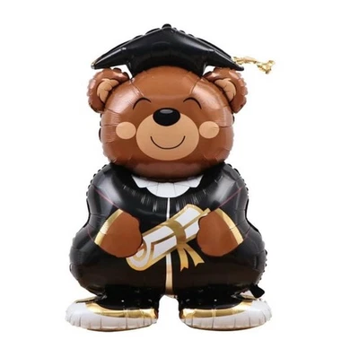"Globo lleno de aire de oso de graduación de lámina de 58""". Solo oso pardo. Foto 1 de 3