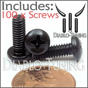 #8-32 x 1/2" - Cantidad 100 - Tornillos de máquina con cabeza Phillips Pan - Acero óxido negro - Imagen 1 de 2