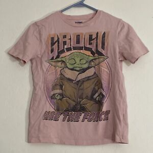 Grogu “Use The Force” Youth Kids Pink Shirt Tee Top Large 10-12 T-shirt Old Navy