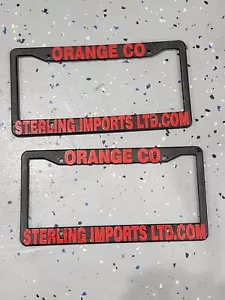 Pair Orange County California STERLING IMPORTS LTD Plastic License Plate Frames - Picture 1 of 4