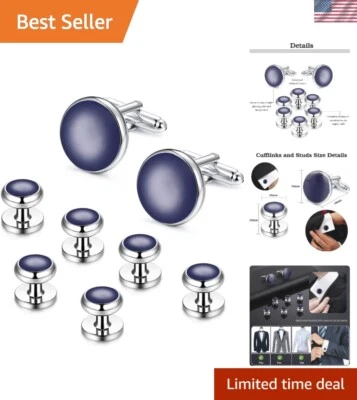 Versátil juego de gemelos y 6 botones disponibles en oro, plata y oro rosa Foto 1 de 4