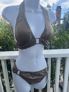 New Juicy Couture Swimming Suit Sz Large Color Light Brown Set 2pc  Bathing suit - Picture 1 of 13