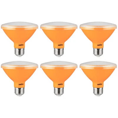 Sunlite 6Pk Amber LED PAR30 Reflector Light Bulb, 3W, Medium Base, Dimmable - Image 1 of 4