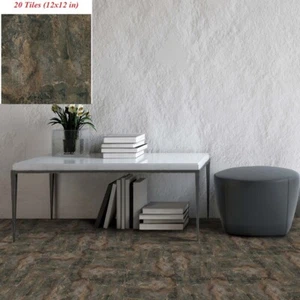 Dark Slate Marble Vinyl Tile Peel And Stick Floor 20 Pack Flooring Self Adhesive - Picture 1 of 6