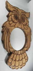 Vintage Owl Mirror Wood Carved Wall Art Rare Boho Decor Rustic Handmade Piece - Picture 1 of 7