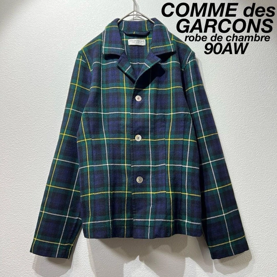 Raro 90AW Comme des Garcons Tricot Vintage Abrigo Chaqueta Blusa Cuadros Foto 1 de 4