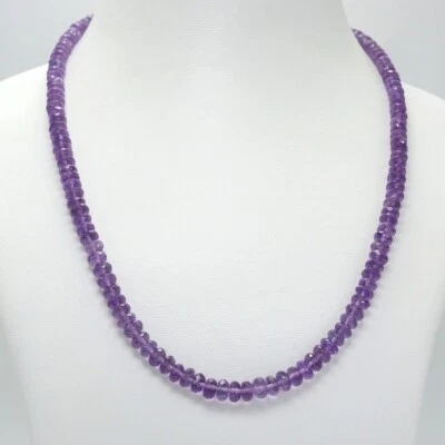 Ожерелья ручной работы из граненых драгоценных камней аметиста природы Rondell 18 дюймов - Изображение 1 из 4
