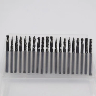 1/8" Tungsten Carbide Cutter Rotary Burr Set Engraving Bit Shank Tool 3*3 20 Pcs - Image 1 of 4