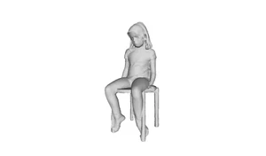 Printle C Kid 038--Sad Little Girl Sitting Stool Figure for Dioramas Train Sets - Picture 1 of 11