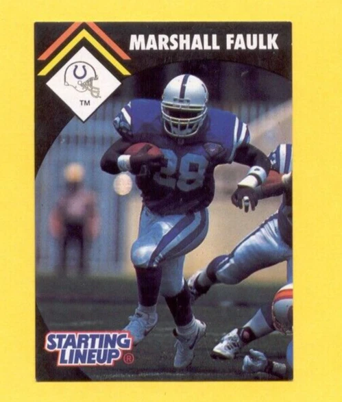 1995 Kenner SLU Starting Line Up MARSHALL FAULK Indianapolis Colts Card - Image 1 of 1