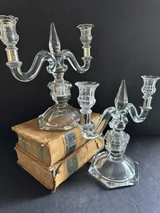 PAIR (2) Heisey Old Williamsburg 301 Candelabras Candleholders - Picture 1 of 24