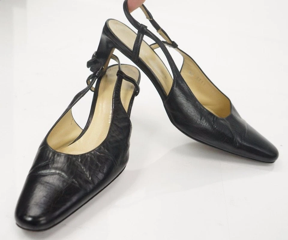 Ralph Lauren Italia Mujer Clásico Cuero Negro Tacones Cordones Talla 6 1/2 B Foto 1 de 1