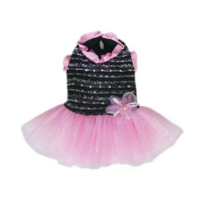 Dog Glamorous Pink & Black Party Dress, Pooch Outfitters (M) Female Medium - Image 1 of 4
