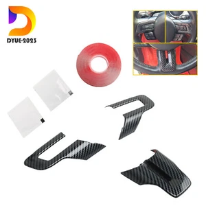 Carbon Fiber Steering Wheel Cover Trim Sticker for Ford 2015-2022 Mustang - Picture 1 of 7