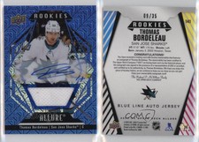 2022-23 Allure Rookies Blue Line Jersey /35 Thomas Bordeleau #141 Rookie Auto RC