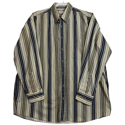 Men's Crossings Beige Striped Shirt Size XLT Button Down Long Sleeve Pockets - Image 1 of 4