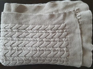 Under the Nile Baby Blanket cable knit tan cream beige Egyptian cotton 30"42" - Picture 1 of 8