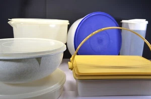 Vtg 13 TUPPERWARE + 2 BUDDEEZ Cake Carrier Handle Bowls Lids Cereal Container ++ - Picture 1 of 13