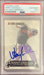Vinny Castilla auto card 1993 Jimmy Dean RC Colorado Rockies PSA Encapsulated - Picture 1 of 2