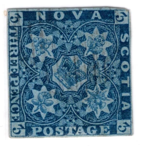 CANADA NOVA SCOTIA 1851 SCOTT # 2 UNUSUALLY CLEAR 4 FRAMES FOR THIS ISSUE - Picture 1 of 2