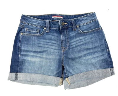 Vintage Tommy Hilfiger Jean Shorts Womens Size 2 Rolled Hem Y2K Blue Denim - Image 1 of 4