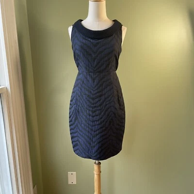 Vestido Vaina Ali Ro Anthropologie Negro Azul Sin Mangas Estampado Abstracto - Talla 2 Foto 1 de 4