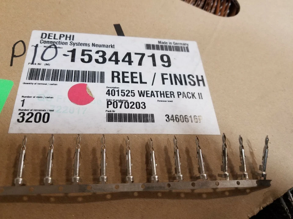 MOLEX 15344719 Weather-Pack Terminal de Crimpado Macho (PAQUETE DE 50) Automotriz  Foto 1 de 1