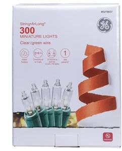 GE String-A-Long 300CT Clear Incandescent Christmas String Lights GREEN Wire - Picture 1 of 12