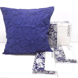DKNY Flowering Willow INDIGO 4pc FULL QUEEN DUVET COVER EUROS PILLOW COTTON NEW - Picture 1 of 7