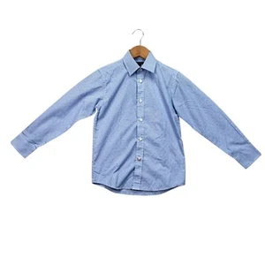 Tommy Hilfiger Boys' Long Sleeve Button Down Blue Checked sz 8 Boys Youth Shirt - Picture 1 of 4