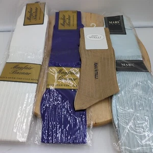 Vtg Mens Socks Over The Calf Dress Socks Hugo Vitelli Mars Club Mayfair Lot Of 4 - Picture 1 of 9