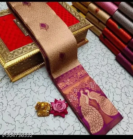 MUJER BANARASI ARTSSILK SARI CON PIEZA BLUSA SIN COSTURAS Foto 1 de 1