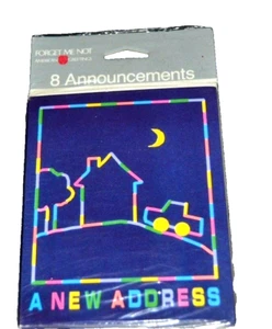 NUEVO DOMICILIO Anuncios NEÓN Pack de 8 American Greetings Nuevo en Paquete De Colección Años 80 - Imagen 1 de 2
