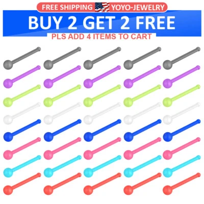 40件装套装彩色骨钉亚克力直鼻耳钉环销固定器20G — 第 1/4 张图片