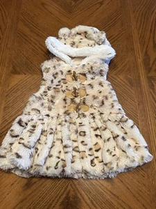 Baby Girls Little Lass Faux Fur Leopard Print Hooded Ruffled Vest size 18 months - Picture 1 of 6