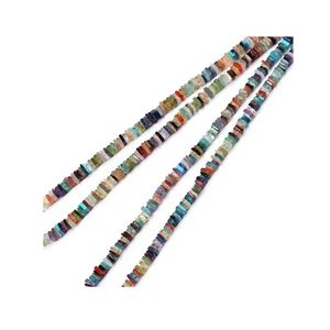 1 Strang 5 mm 6 mm Natürlicher Multi Stein Heishi Glatt Quadrat Edelstein Perlen 16 Zoll - Bild 1 von 5