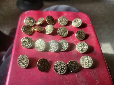 Vintage/Antique Silver Military Buttons ES DEVS SPES NOSTRA Hessian Soldier 20 - Image 1 of 2