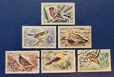 Líbano 1965 Scott # 434-439 USADO (6) Pássaros GOLDEN ORIOLE BEE EATER (R99) - Imagem 1 de 2