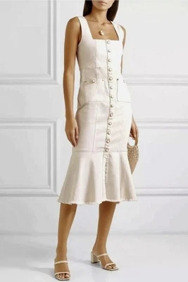 Vestido Alice McCall Mujer Talla AU 14/US 10 Blanco Denim Like I Do Midi Trompeta  Foto 1 de 4