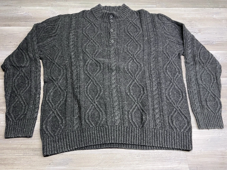 Suéter Kenneth Roberts Platino Para Hombres Henley Tejido Pullover Talla XL Mezcla de Lana Azul Foto 1 de 4