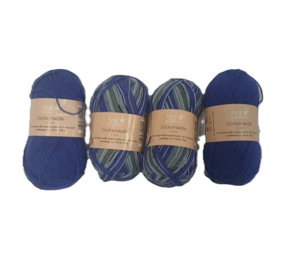 200 g Sockenwolle 4-fach für 2 Paar Socken Mehrfarbig Neu - Bild 1 von 1